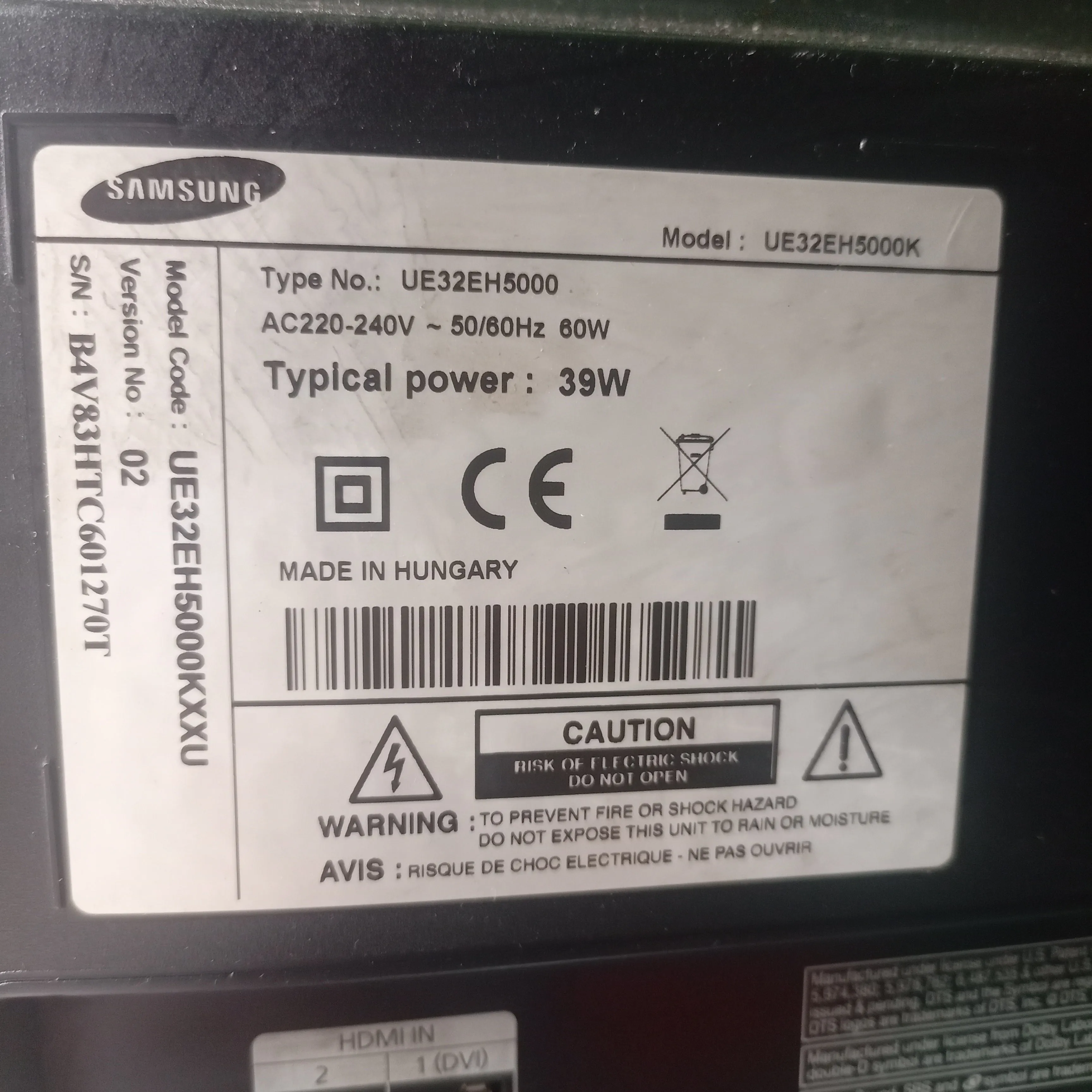 SAMSUNG 32 Inch UE32EH5000 Series 5 Widescreen FHD LED TV - London Used