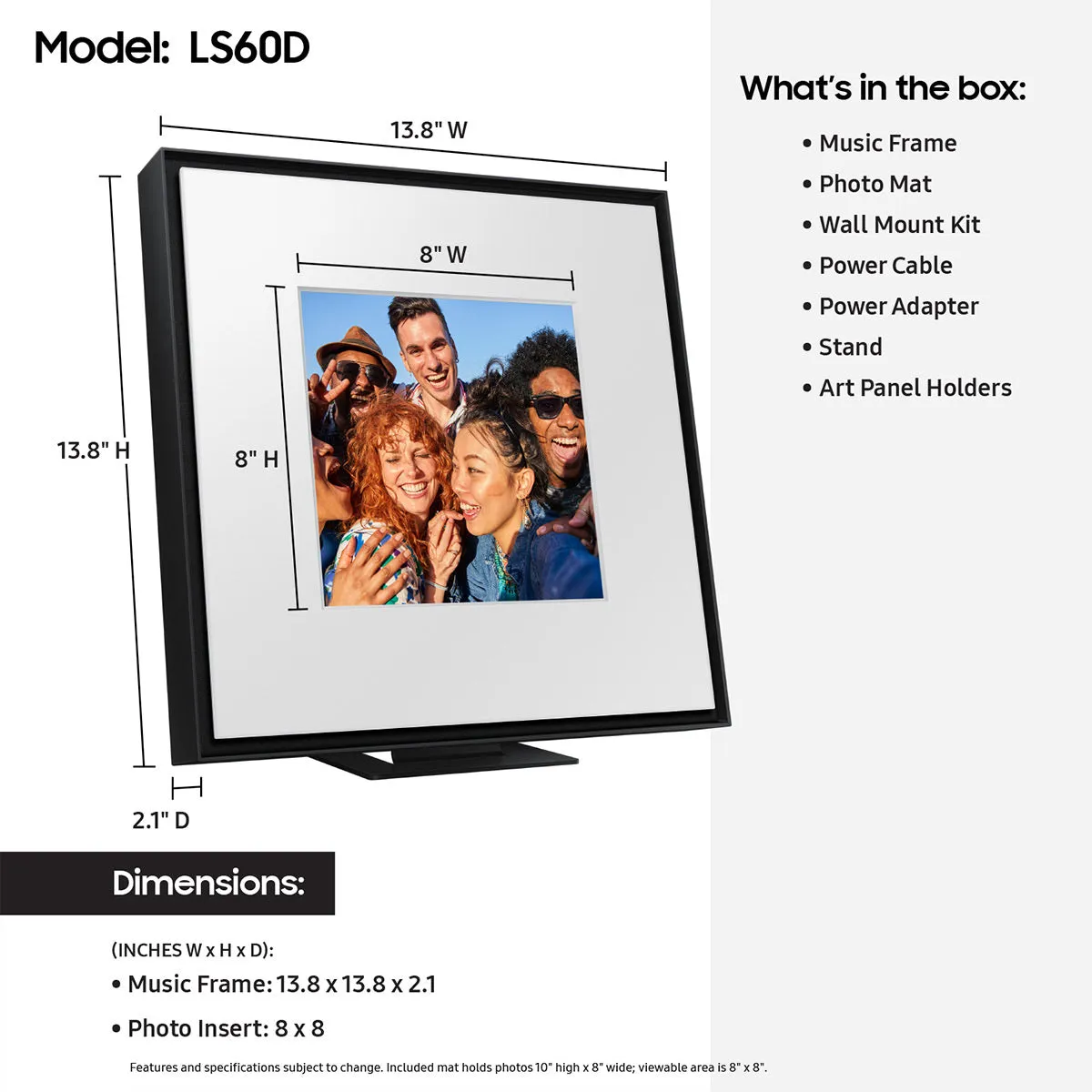 Samsung LS03D 75" The Frame QLED 4K HDR Smart TV with Slim-Fit Wall Mount (2024) and HW-LS60D Music Frame Bluetooth Speaker with Wall Mount