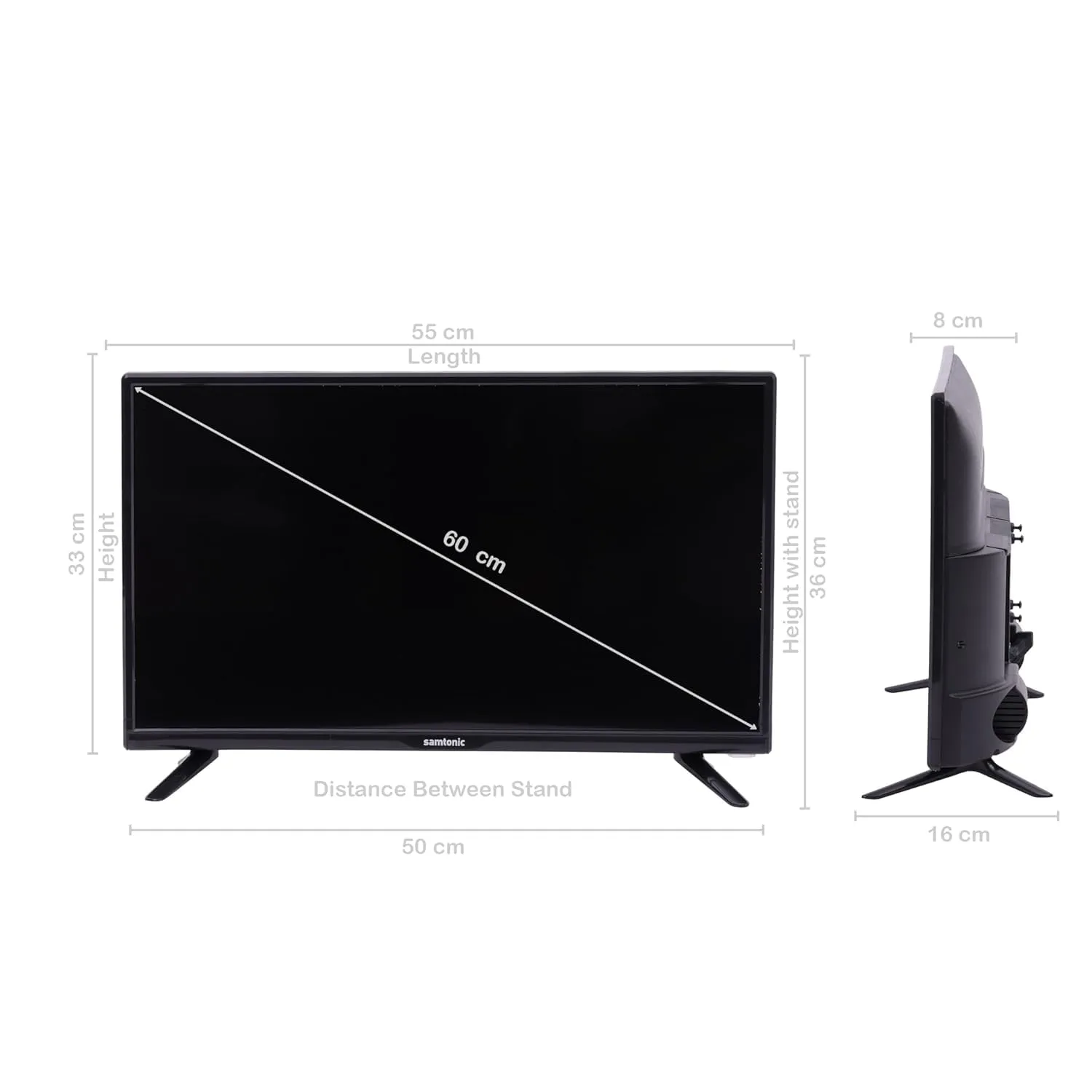 Samtonic 61 cm (24 inches) HD Ready LED TV | Powerful Audio Box Speakers | with HDMI & USB Ports (Black, 2024 Model)