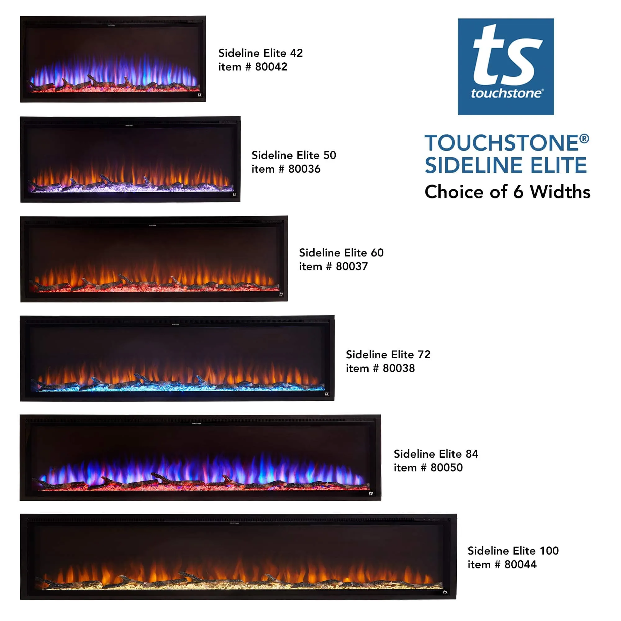 Sideline Elite 60 Inch Recessed Smart Electric Fireplace 80037