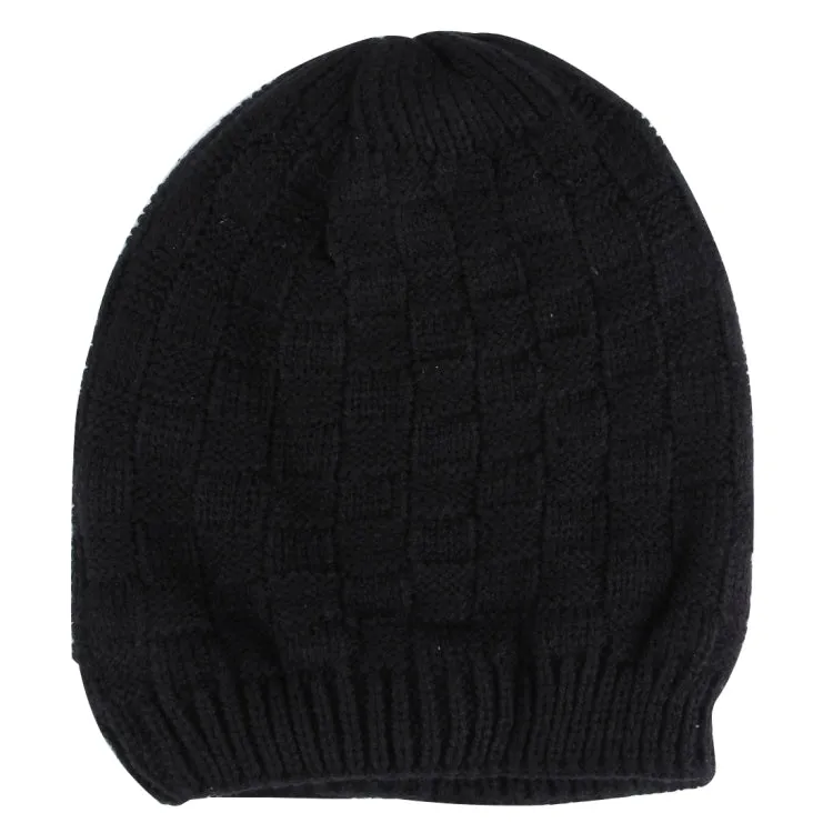 Square Textured Knitted Bluetooth Headset Warm Winter Hat with Mic for Boy & Girl & Adults(Black)