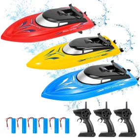 THINKMAX 3PACK 10km/H 2.4G High Speed Remote Control Boats (Blue Yellow Red)