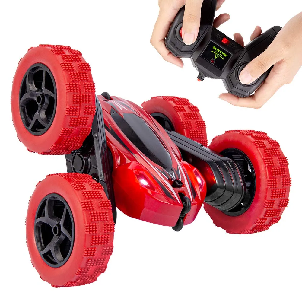 THINKMAX Remote Control Car 1165A RC Stunt Car Toy Double Sided 360 Rotating Vehicle Red