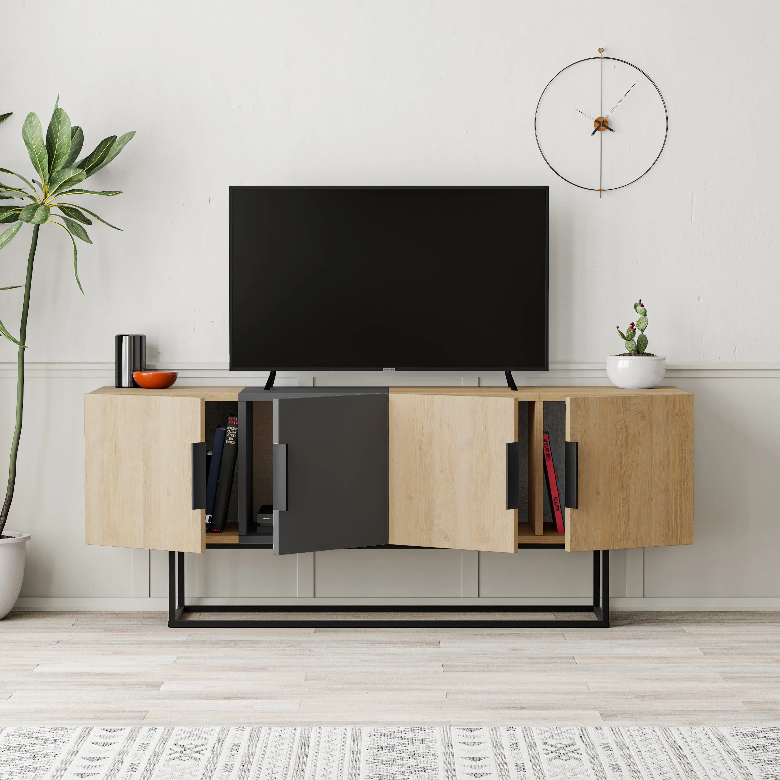 Tontini Modern TV Stand Multimedia Centre
