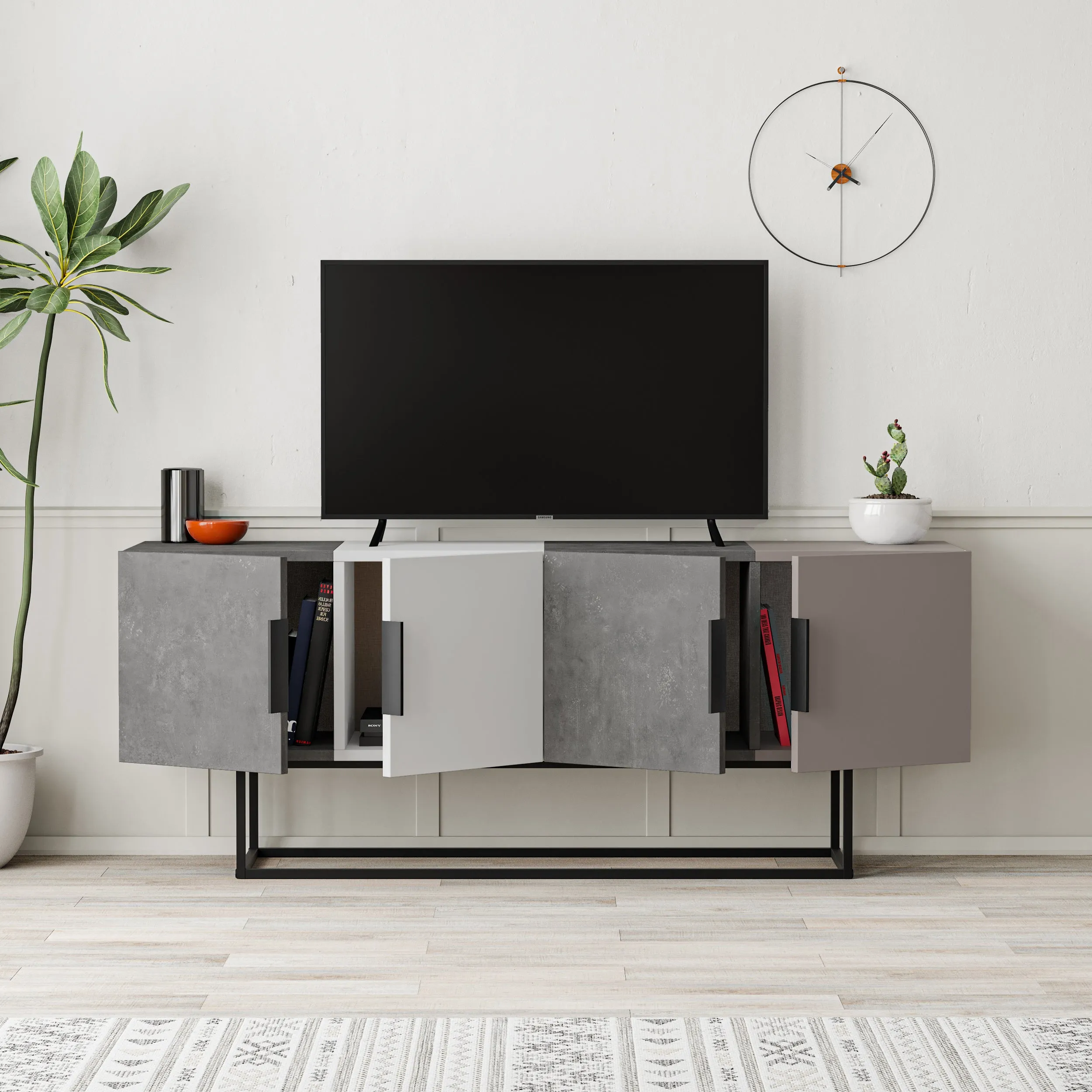 Tontini Modern TV Stand Multimedia Centre