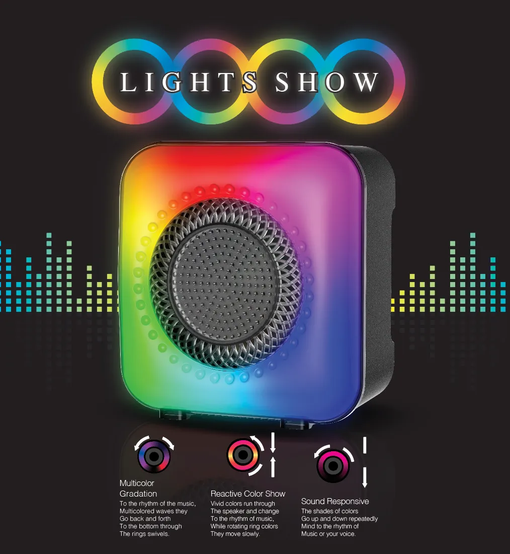 TOPTECH Angel-5 4" Bluetooth Speaker, 360° Stereo Sound, Flame Lights, 6 Hr Playtime