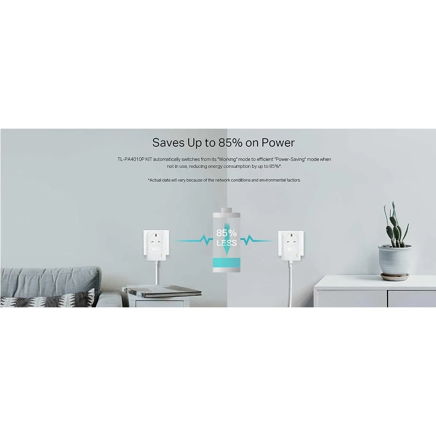 TP-Link TL-PA4010P KIT AV600 Powerline Adapter Starter Kit with Pass-Through