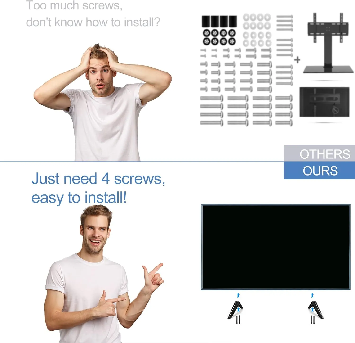 TV Stand for TCL Smart TV Stand Legs for 28 32 40 43 49 50 55 65 Inch with Screw