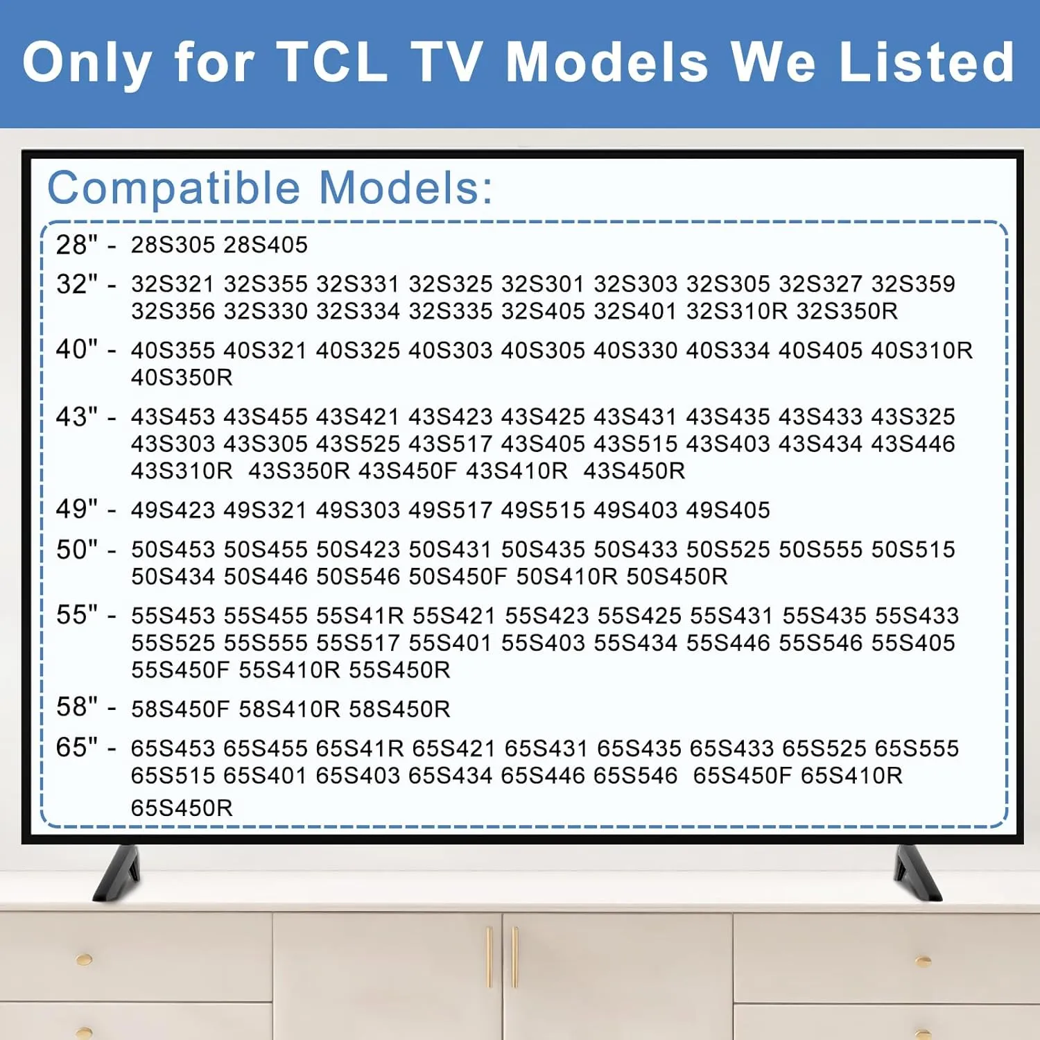 TV Stand for TCL Smart TV Stand Legs for 28 32 40 43 49 50 55 65 Inch with Screw
