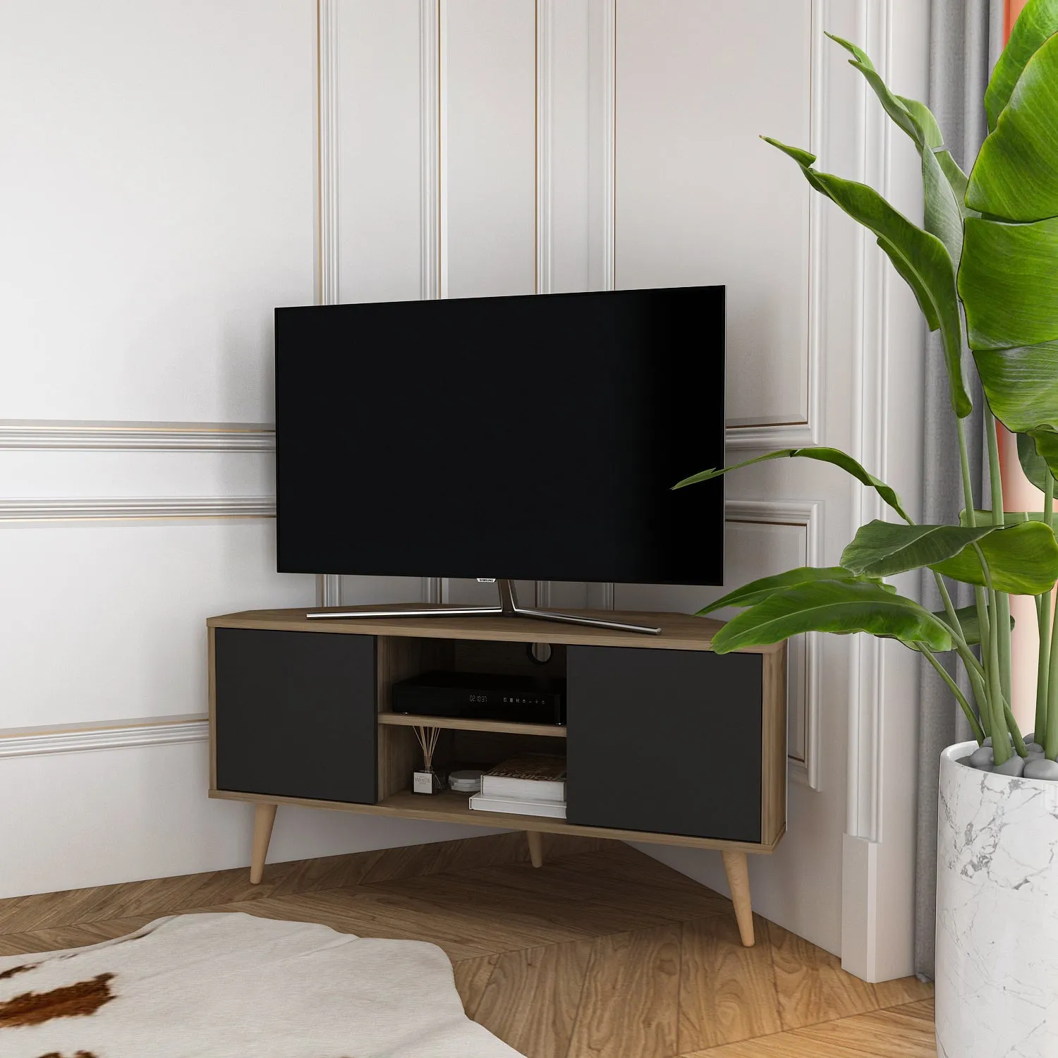 Tv Stand Lesson Walnut&Black-LSS47TS03