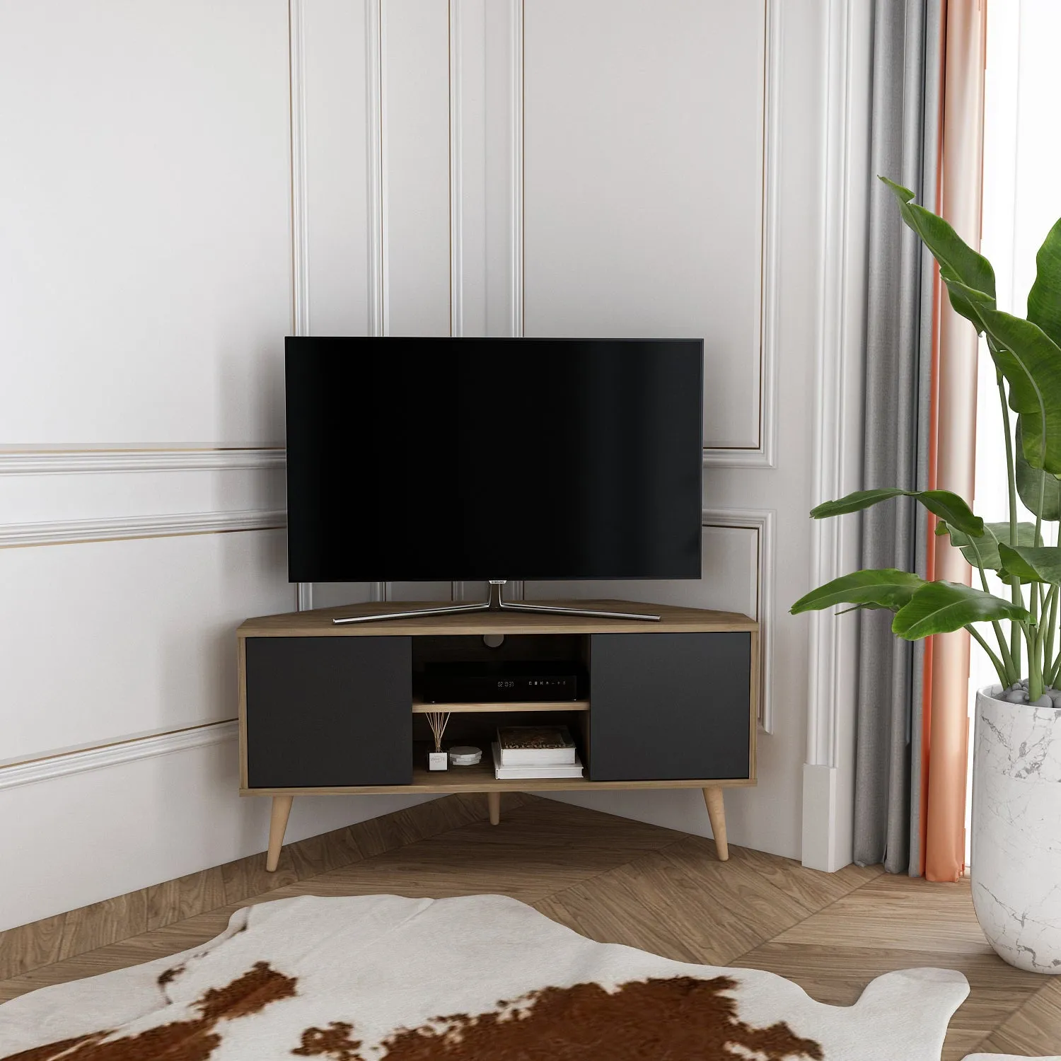 Tv Stand Lesson Walnut&Black-LSS47TS03