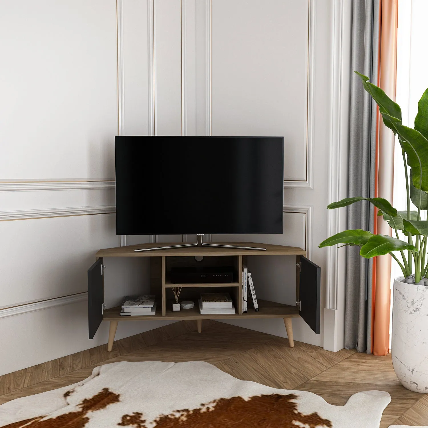 Tv Stand Lesson Walnut&Black-LSS47TS03