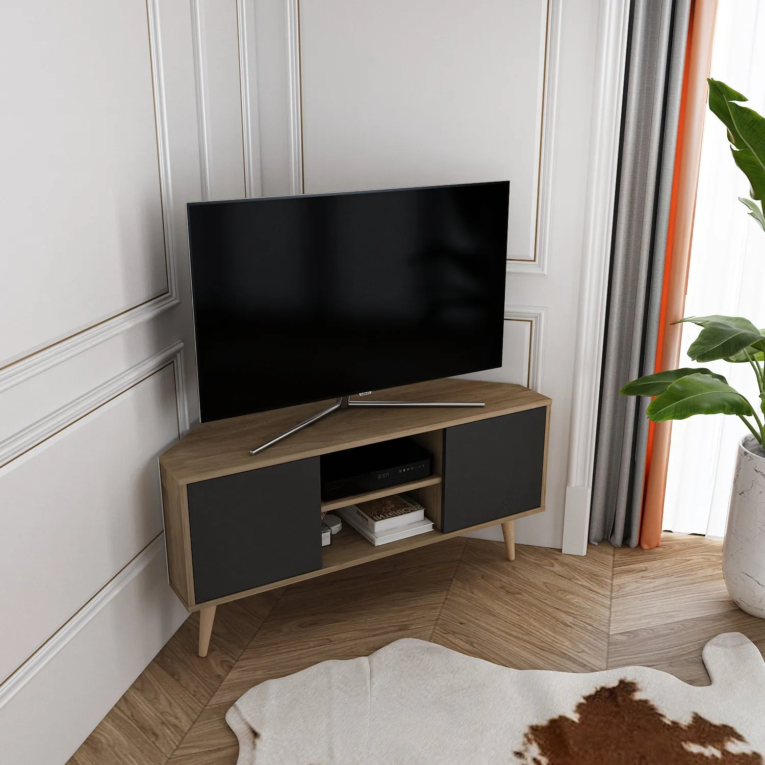 Tv Stand Lesson Walnut&Black-LSS47TS03
