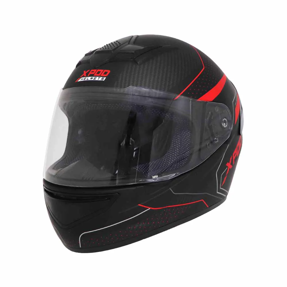 TVS XPOD Aerodynamic Helmet for Men- ISI & DOT Certified, Ultrawide Visor, Quick Release Strap – Premium Bike Helmet with Enhanced Air Circulation (Blistering Black & Red)