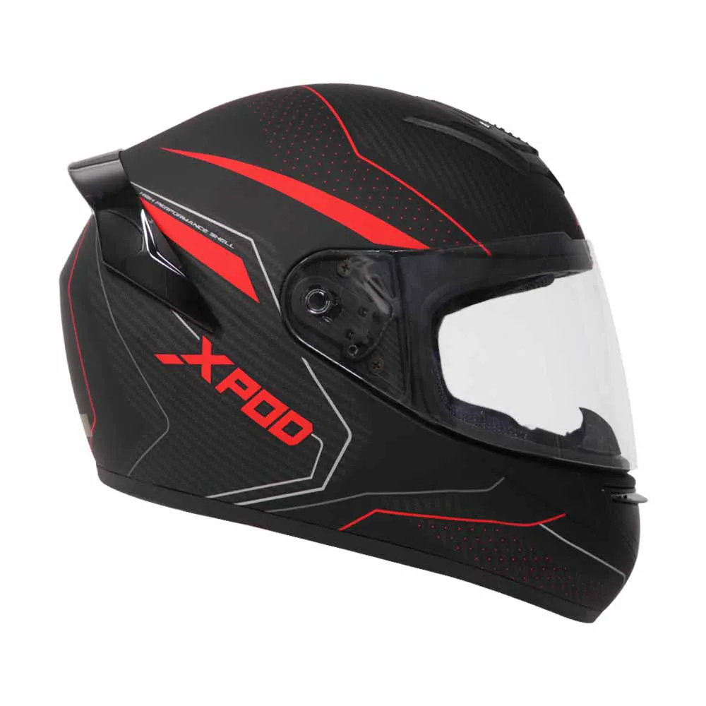 TVS XPOD Aerodynamic Helmet for Men- ISI & DOT Certified, Ultrawide Visor, Quick Release Strap – Premium Bike Helmet with Enhanced Air Circulation (Blistering Black & Red)