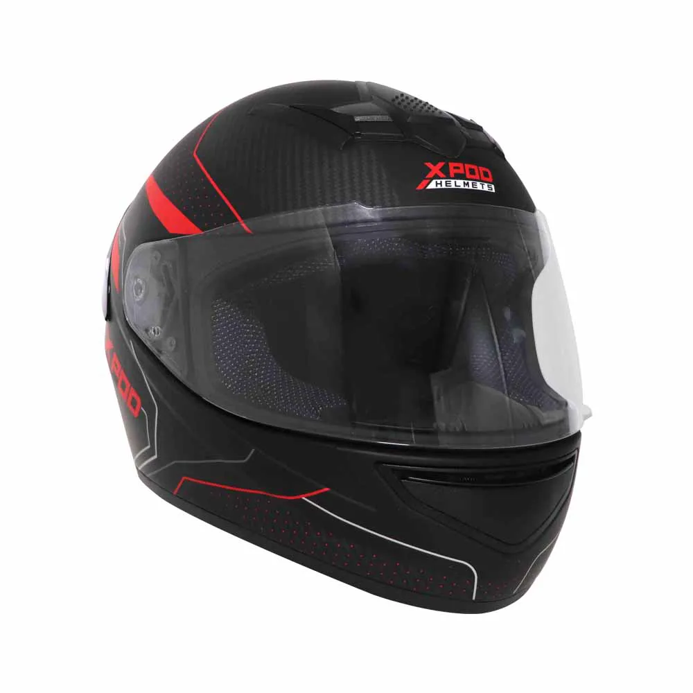 TVS XPOD Aerodynamic Helmet for Men- ISI & DOT Certified, Ultrawide Visor, Quick Release Strap – Premium Bike Helmet with Enhanced Air Circulation (Blistering Black & Red)