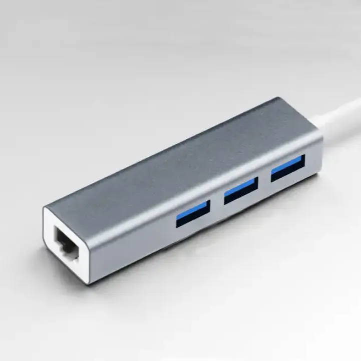 Type-C To Ethernet Network With 3 Usb 3.0 Ports Usb Splitter