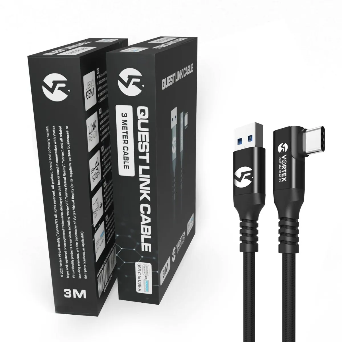 VortexVR cable 3m   Fastener | USB-A | for Quest 3 Quest 3S Quest 2