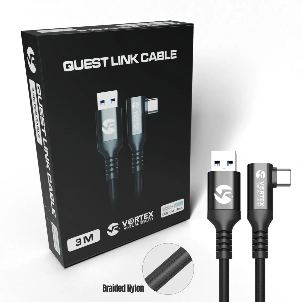VortexVR cable 3m   Fastener | USB-A | for Quest 3 Quest 3S Quest 2