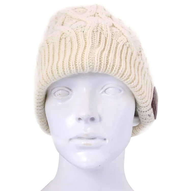 Wavy Textured Knitted Bluetooth Headset Warm Winter Beanie Hat with Mic for Boy & Girl & Adults(White)