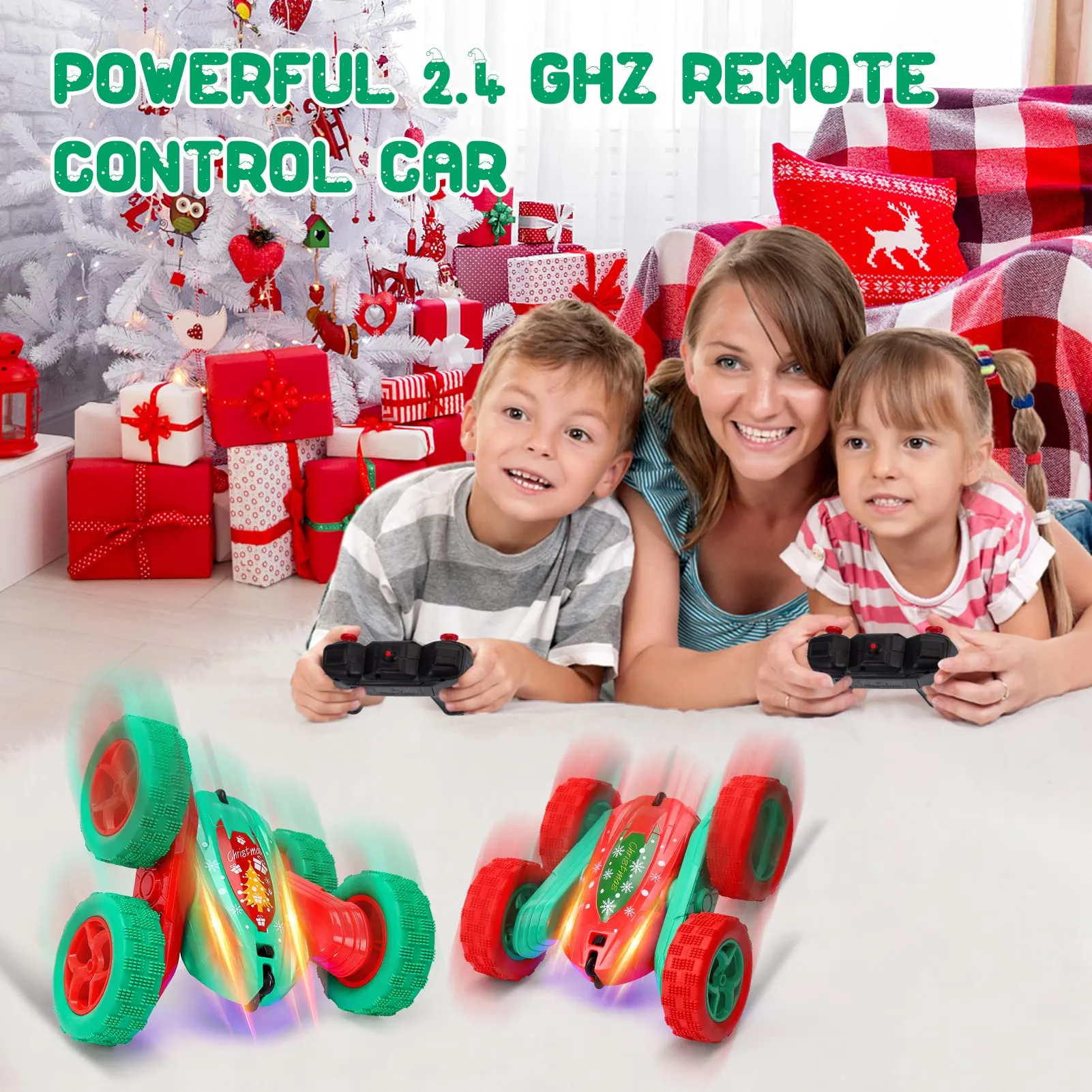 WHIZMAX 2Pack RC Stunt Car High Speed Remote Control Car for Xmas Green Red