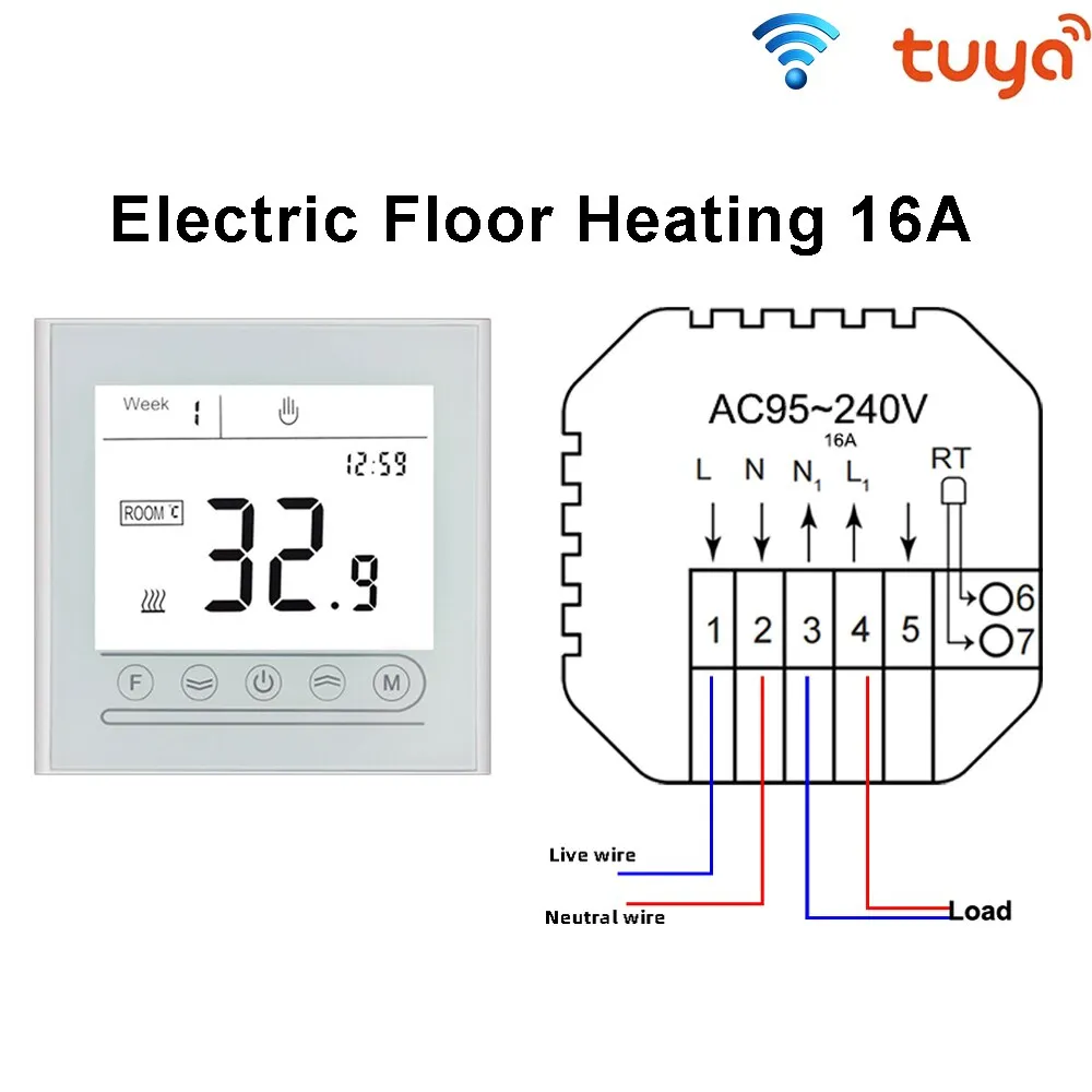 WiFi Smart Thermostat Touch screen Temperature controller for Water/Electric/Gas Boiler Works with Smart Home