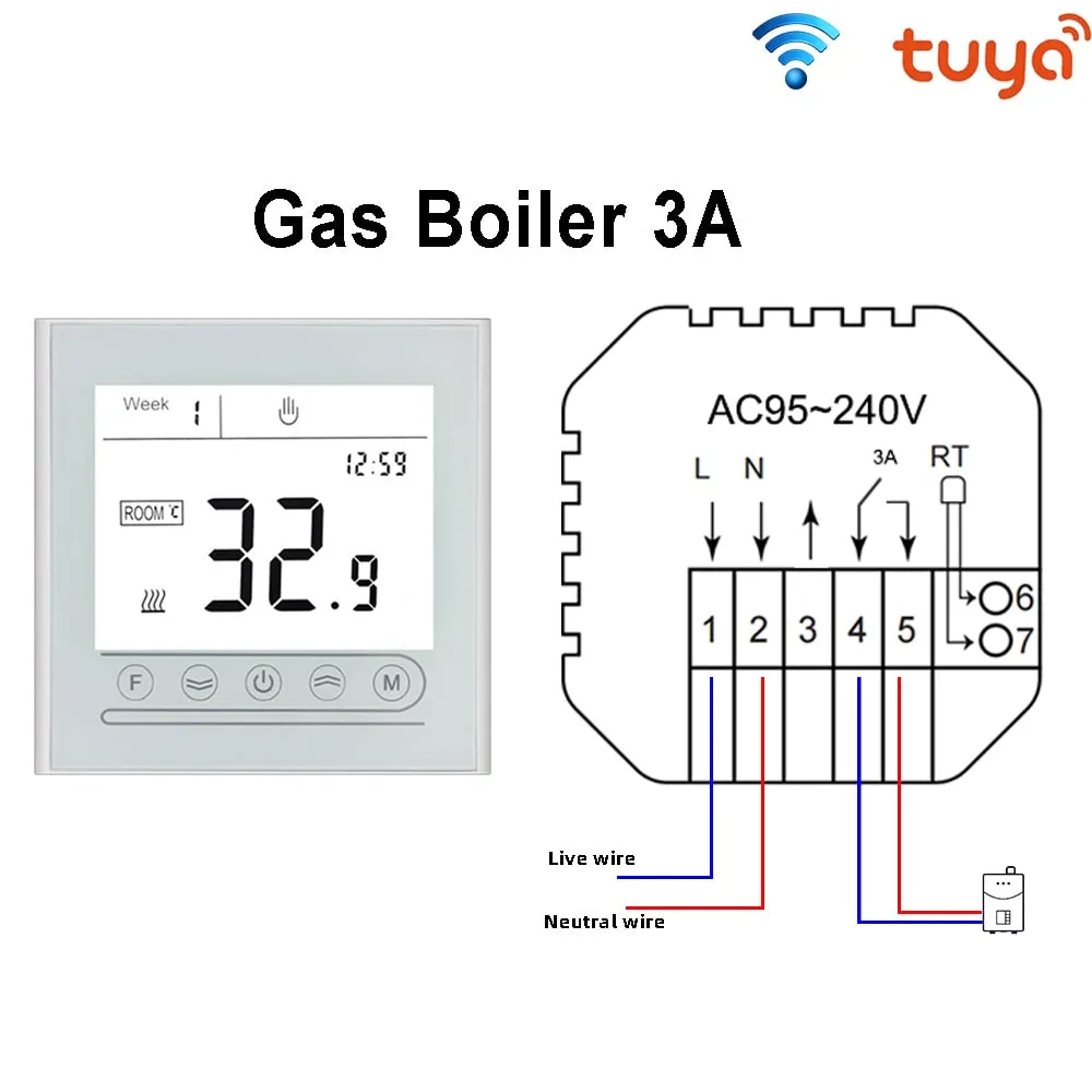 WiFi Smart Thermostat Touch screen Temperature controller for Water/Electric/Gas Boiler Works with Smart Home