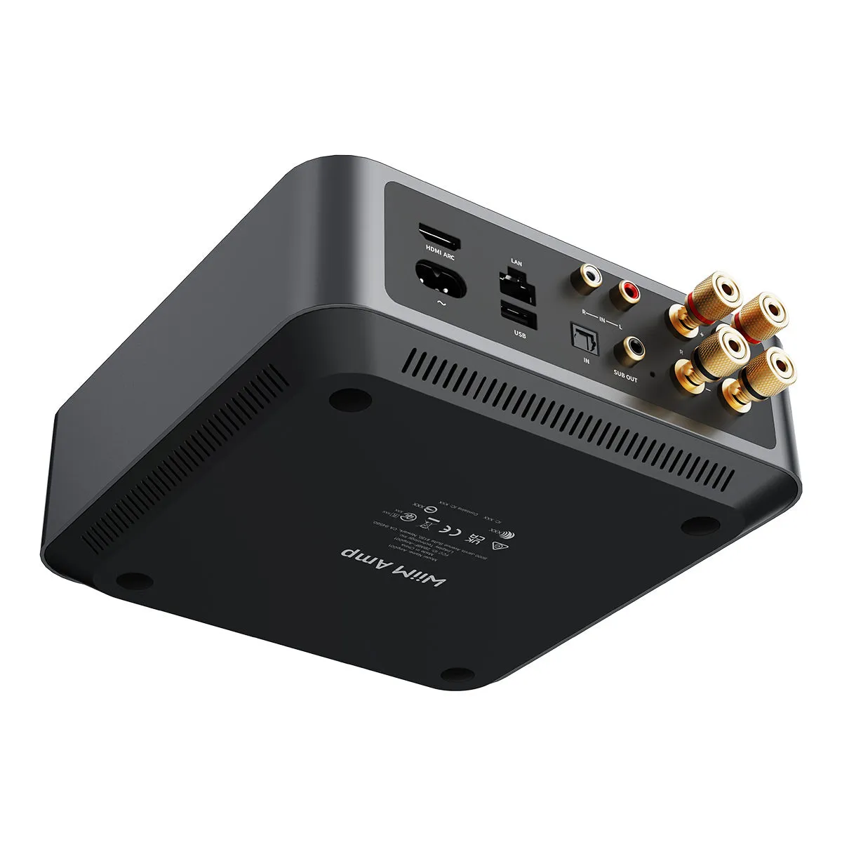 WiiM Amp Multiroom Streaming Amplifier with AirPlay 2, Chromecast, & Voice Control (Grey)