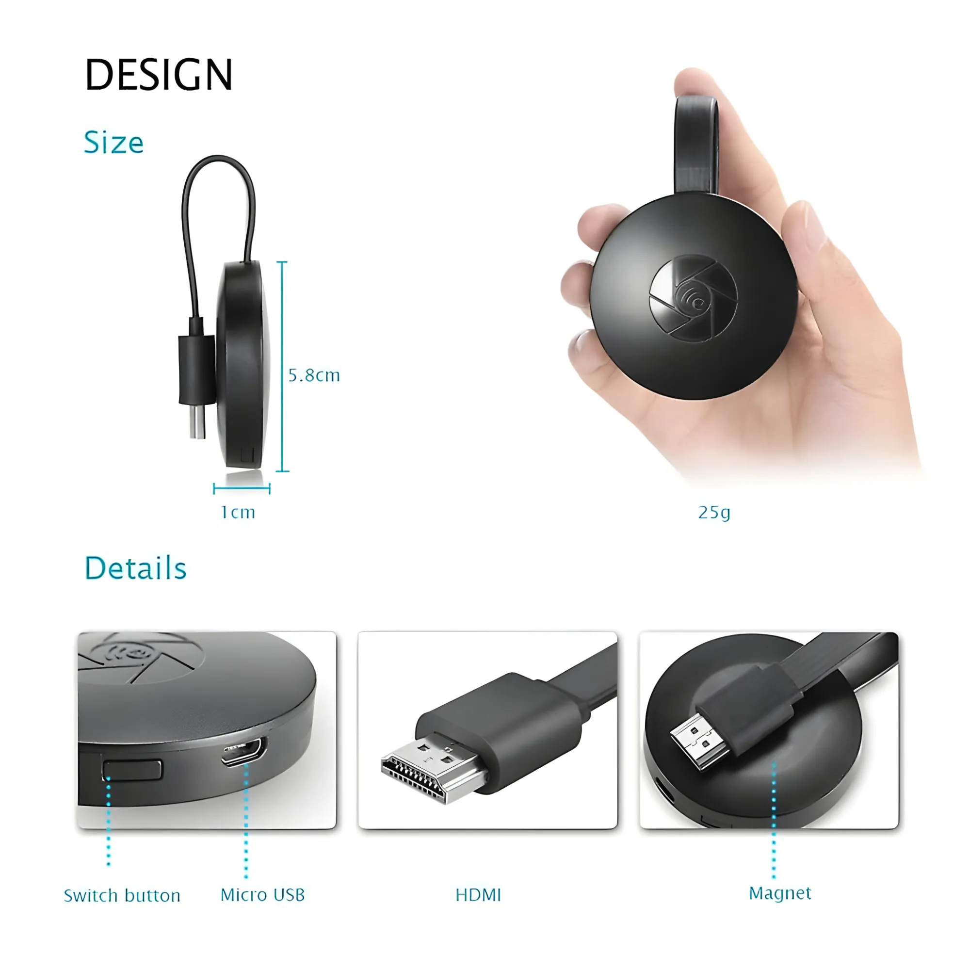 Wireless 4K HDMI Mini Screen for Streaming and Sharing TV Content Q-713