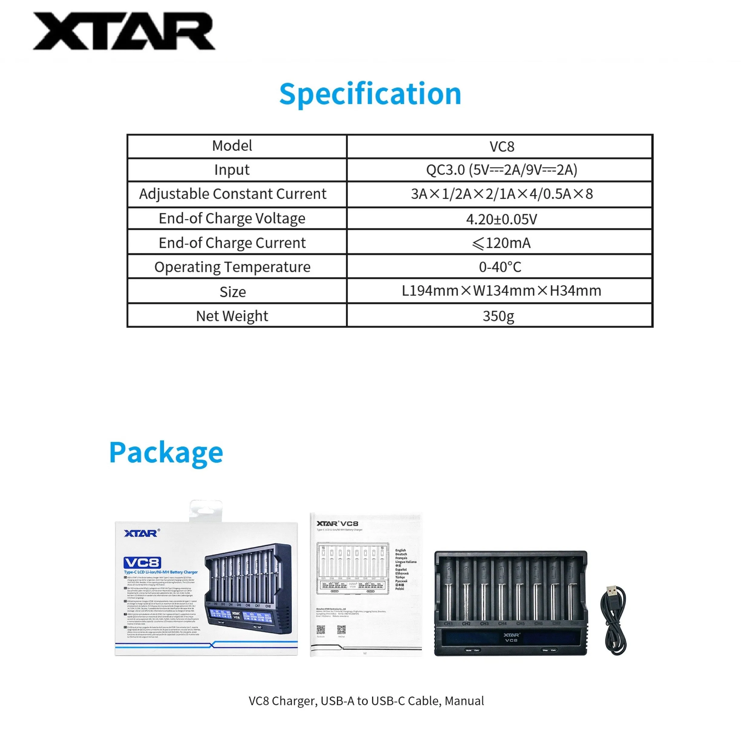 XTAR VC8   18W Wall Adapter QC3.0