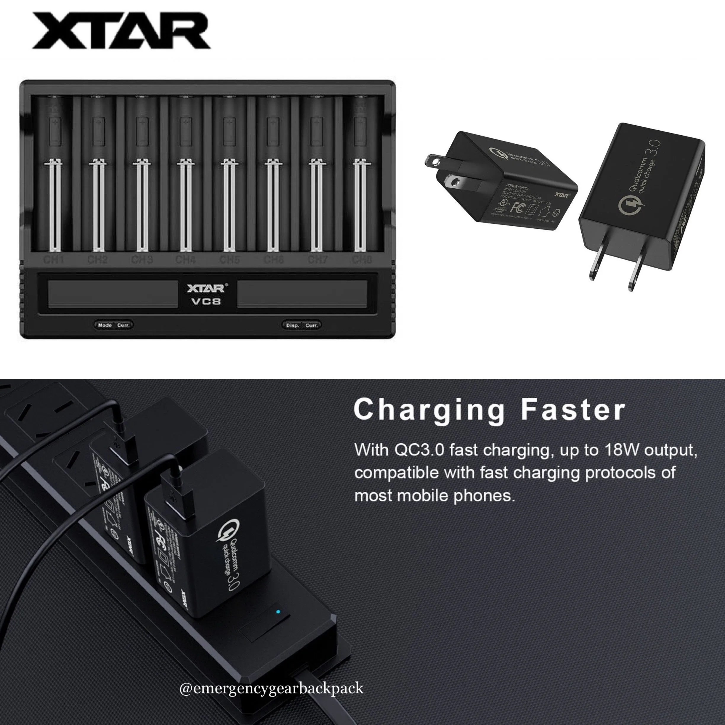 XTAR VC8   18W Wall Adapter QC3.0