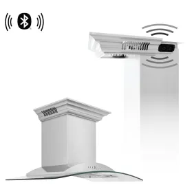 ZLINE Ducted Vent Wall Mount Range Hood in Stainless Steel with Built-in CrownSound Bluetooth Speakers (KNCRN-BT)