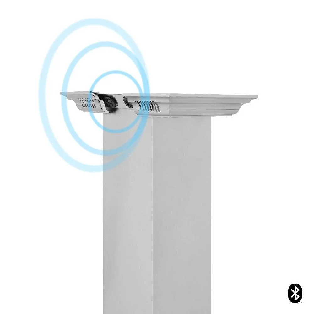 ZLINE Island Mount Range Hood in Stainless Steel with Built-in CrownSound Bluetooth Speakers (GL9iCRN-BT)